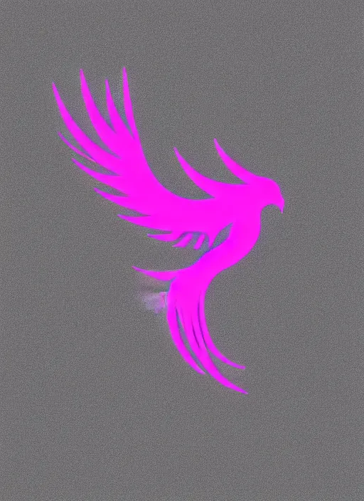 Image similar to white phoenix on salt crystals simple background simplified design geometric graphic design flying phoenix in the deep bluish grey slight pink pight clouds thick