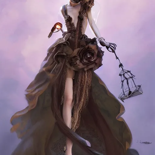 Prompt: A masterpiece portrait of a Incredibly beautiful futuristic high fashion queer model girl with A large luxurious Victorian amber skull necklace. Rococo silk and lace dress. trending on artstation, digital art, by Stanley Artgerm Lau, WLOP, Rossdraws, James Jean, Andrei Riabovitchev, Marc Simonetti, Yoshitaka Amano