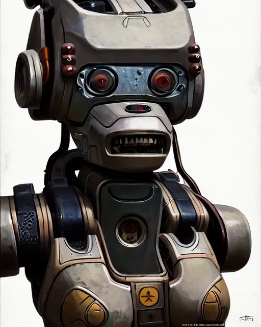 Image similar to pathfinder robot from apex legends character portrait, portrait, close up, concept art, intricate details, highly detailed, vintage sci - fi