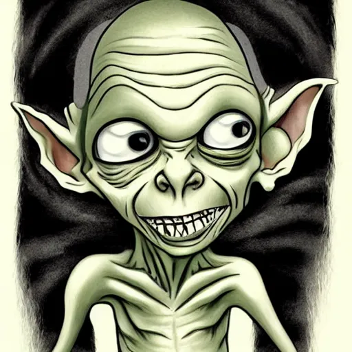 Prompt: Tim Burton style Gollum