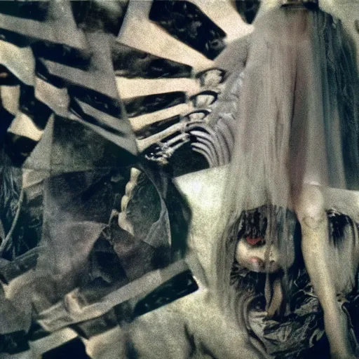 Image similar to 3 5 mm color photography, joel - peter witkin, beksinski, and stephen gammell, video still of glitch nightmare