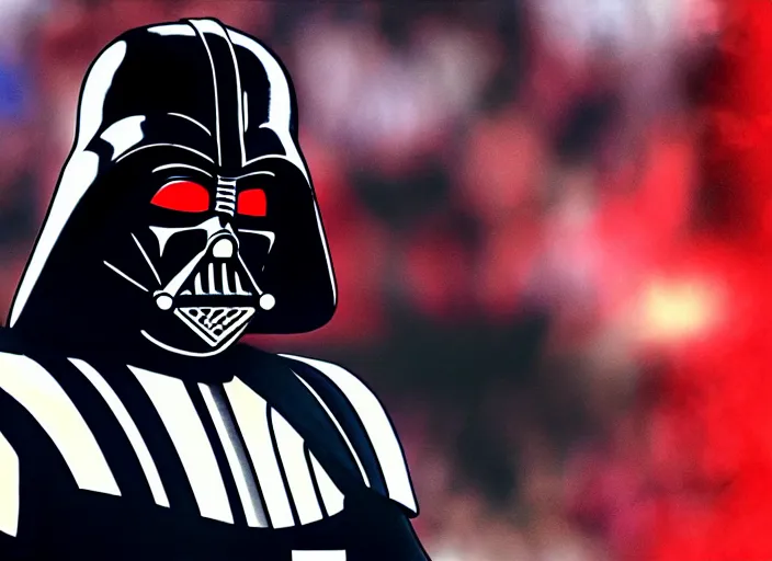 Image similar to ESPN still of Darth Vader playing in the nba playoffs live on espn, 4k