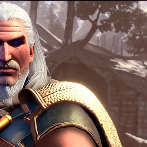 Image similar to screenshot from geralt of rivia in super smash bros