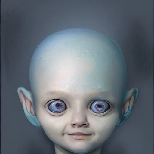 Prompt: happy and cute face of baby alien made by nebula space, face only, model shot, big eyes, pencil drawing, pastel, smooth, soft lights, magic by marc simonetti