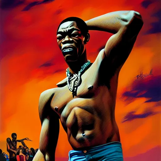 Prompt: fela kuti by clyde caldwell, ilya kuvshinov, rossdraw, very detailed