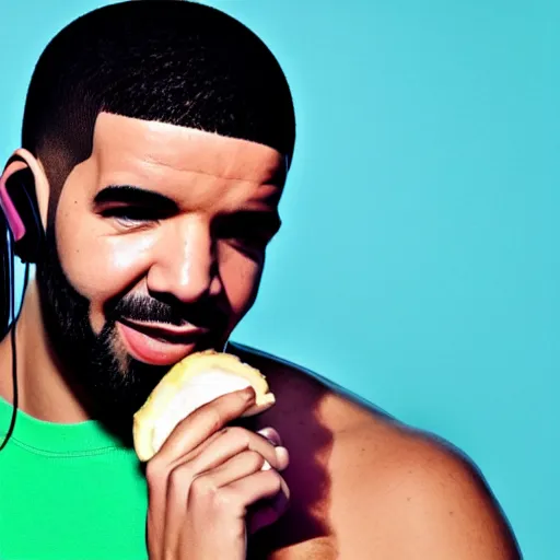 Image similar to drake holding a banana to his ear pretending he ’ s on a phone call