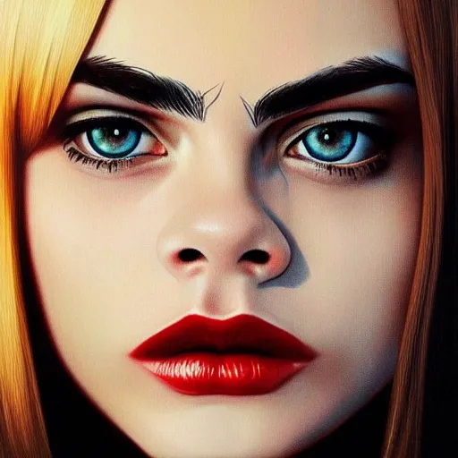 Prompt: highly detailed portrait of cara delevingne by ilya kuvshinov