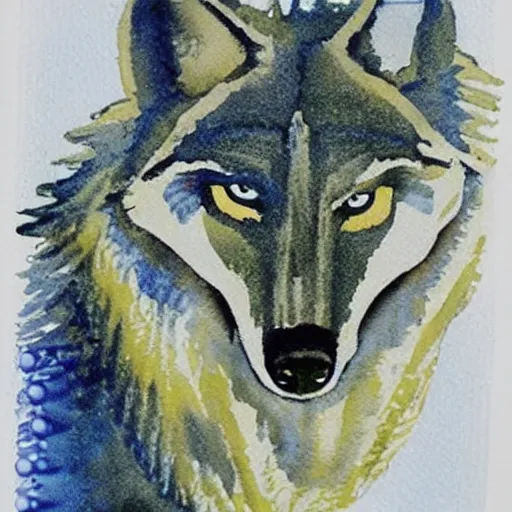 Prompt: herman hesse. his wolf near. glass beads around. watercolor with pancil by hugo pratt.