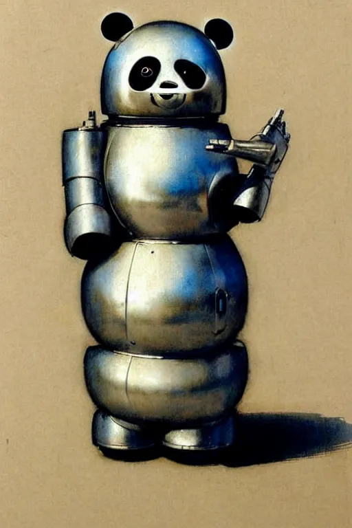 Prompt: ( ( ( ( ( 1 9 5 0 s retro future robot android aluminum panda snowman. muted colors. ) ) ) ) ) by jean - baptiste monge!!!!!!!!!!!!!!!!!!!!!!!!!!!!!!