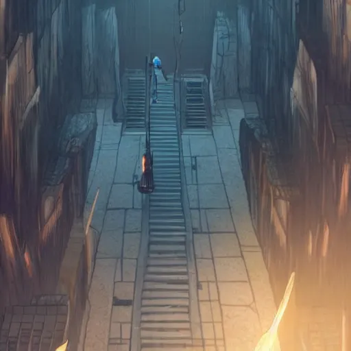 Image similar to an underground ancient temple corridor full of traps by Makoto Shinkai, pressure plate, tripwire, arrow trap, epic composition