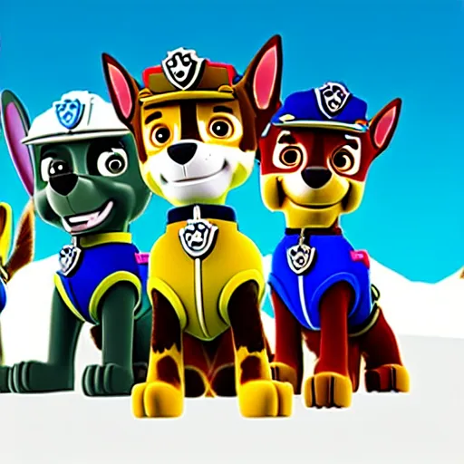 Prompt: paw patrol shredding the gnar