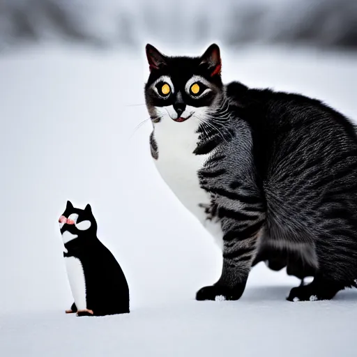 Image similar to a feline penguin - cat - hybrid, animal photography