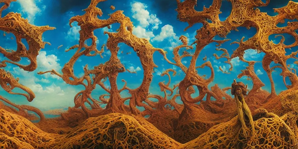 Prompt: ultrawide angle colour masterpiece surreal closeup portrait photography of surrealism by annie leibovitz and michael cheval, incredible sense of depth and perspective, weird surreal epic psychedelic complex biomorphic 3 d fractal landscape in background by kilian eng and roger dean and giger and salvador dali and beksinski, 8 k