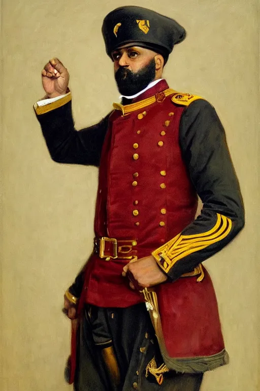 Image similar to full body portrait of the dictator of the cleveland cavaliers, 1 8 8 9, in full military garb, oil on canvas by william sidney mount, trending on artstation