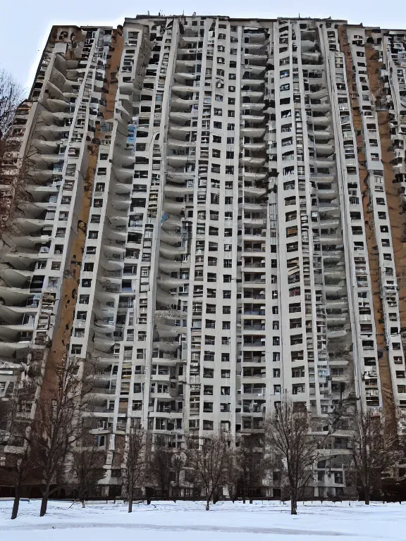 Image similar to Photo of Soviet apartment building, full object