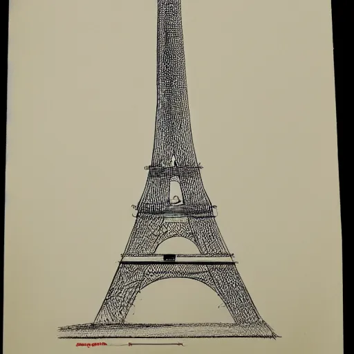 Image similar to reject design for the eiffel tower, old architect drawing