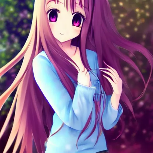 Prompt: beautiful pretty pure kawaii cute lovely innocent elegant hot nice sweet girly feminine long hair anime girl