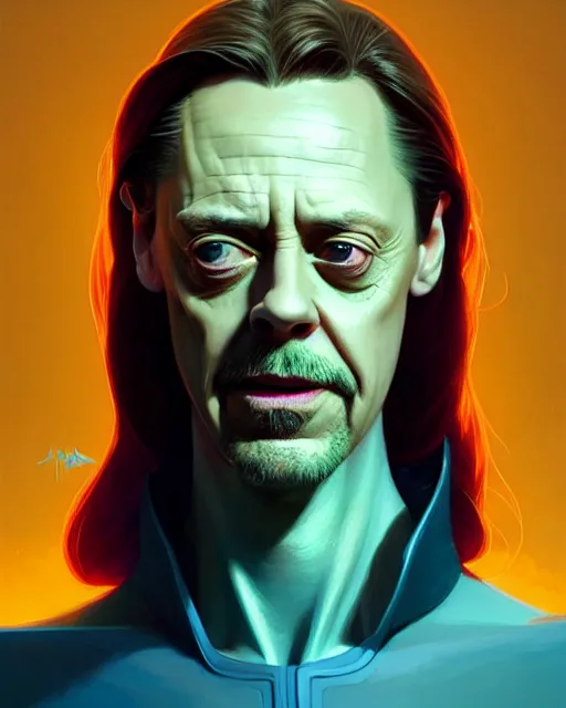 Prompt: portrait, steve buscemi as loki, bright backlit, key lighting, smooth, gaudy colors, maya render, octane render aesthetic, lol matte painting concept art, official fanart behance hd artstation by jesper ejsing, by rhads and makoto shinkai and lois van baarle and ilya kuvshinov and rossdraws