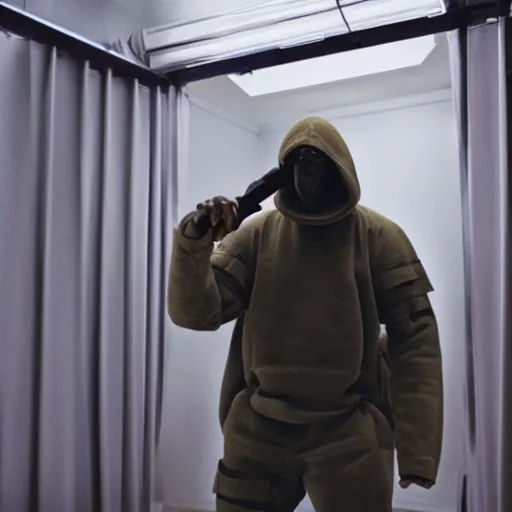 cinematic shot of Kanye West wearing a half-life HEV | Stable Diffusion