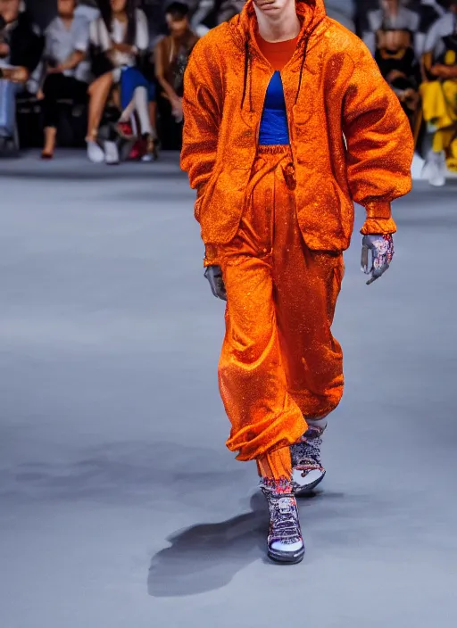 Image similar to hyperrealistic and heavy detailed balenciaga runway show of dragon ball z, leica sl 2 5 0 mm, vivid color, high quality, high textured, real life