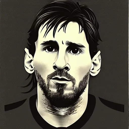 Image similar to a portrait of lionel messi in a scenic environment by vito acconci