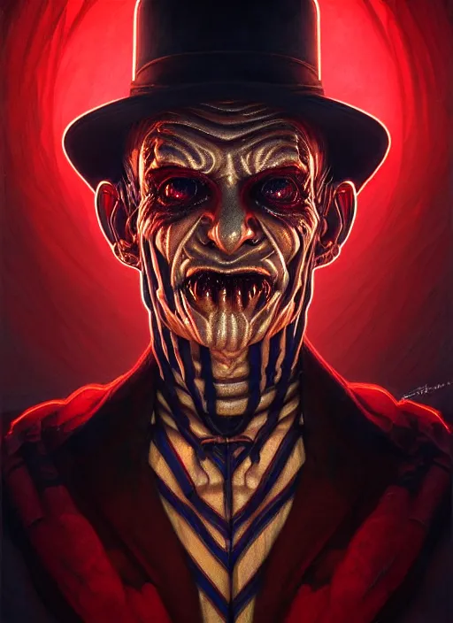 Prompt: symmetry!! portrait of freddy krueger, horror, moody lights!! intricate, scary, highly detailed, digital painting, artstation, concept art, smooth, sharp focus, illustration, art by artgerm and greg rutkowski and alphonse mucha