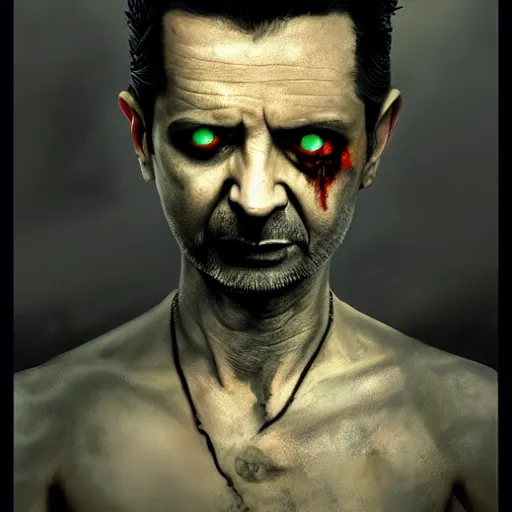 Prompt: dave gahan as a zombie, zombie with white eyes, 7 days to die zombie, fine art, award winning, intricate, elegant, sharp focus, cinematic lighting, highly detailed, digital painting, 8 k concept art, art by z. w. gu and alex konstad and brom and michael hussar, masterpiece, 8 k