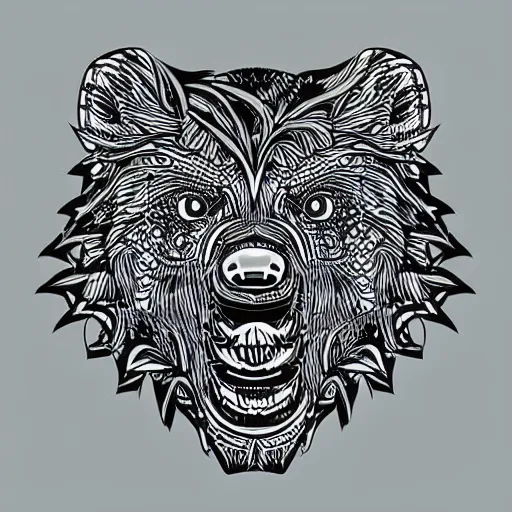 Image similar to warrior bear profile image, vector art, pfp, profile image, detailed, intricate, dramatic, svg, svg vector, 8 k