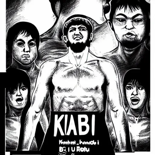 Prompt: khabib as a junji ito drawing