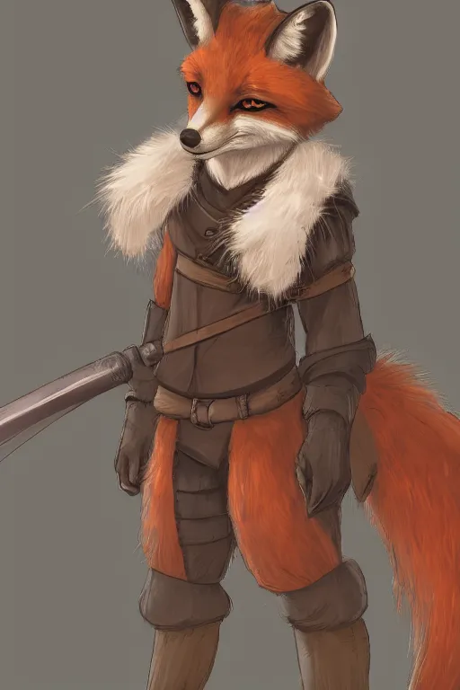 Image similar to an anthropomorphic medieval fox with a fluffy tail, backlighting, trending on artstation, digital art, furry art, trending on furaffinity, fantasy art, by kawacy