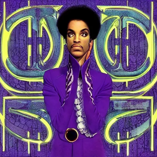 Prompt: the cover artwork for Prince’s Sign O’ The Times album. Really detailed.