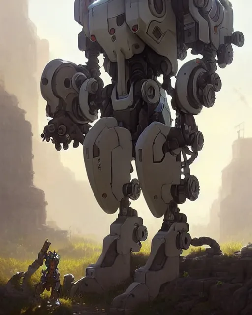 Prompt: bastion the robot from overwatch, character portrait, concept art, intricate details, highly detailed by greg rutkowski, michael whelan and gustave dore