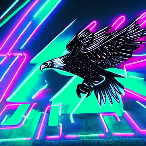 Image similar to neon cyberpunk eagle