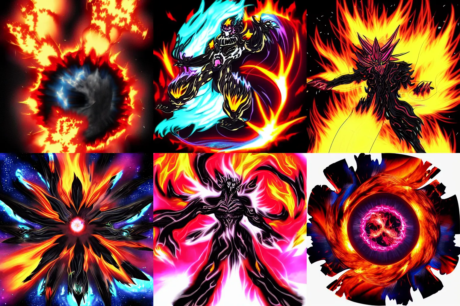 Prompt: Fusion explosion nightmare style, black flames
