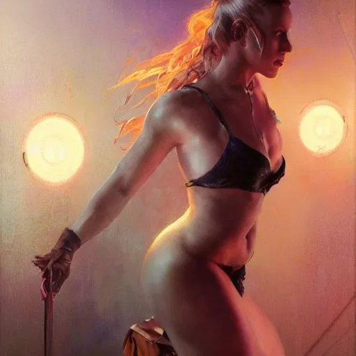 Image similar to brittany spears, hyperrealistic full figure, bladerunner street alley, art of elysium by frank frazetta and by jeremy mann and by alphonse mucha, fantasy art, photo realistic, dynamic lighting, artstation, full figure poster, volumetric lighting, very detailed face, 4 k, award winning