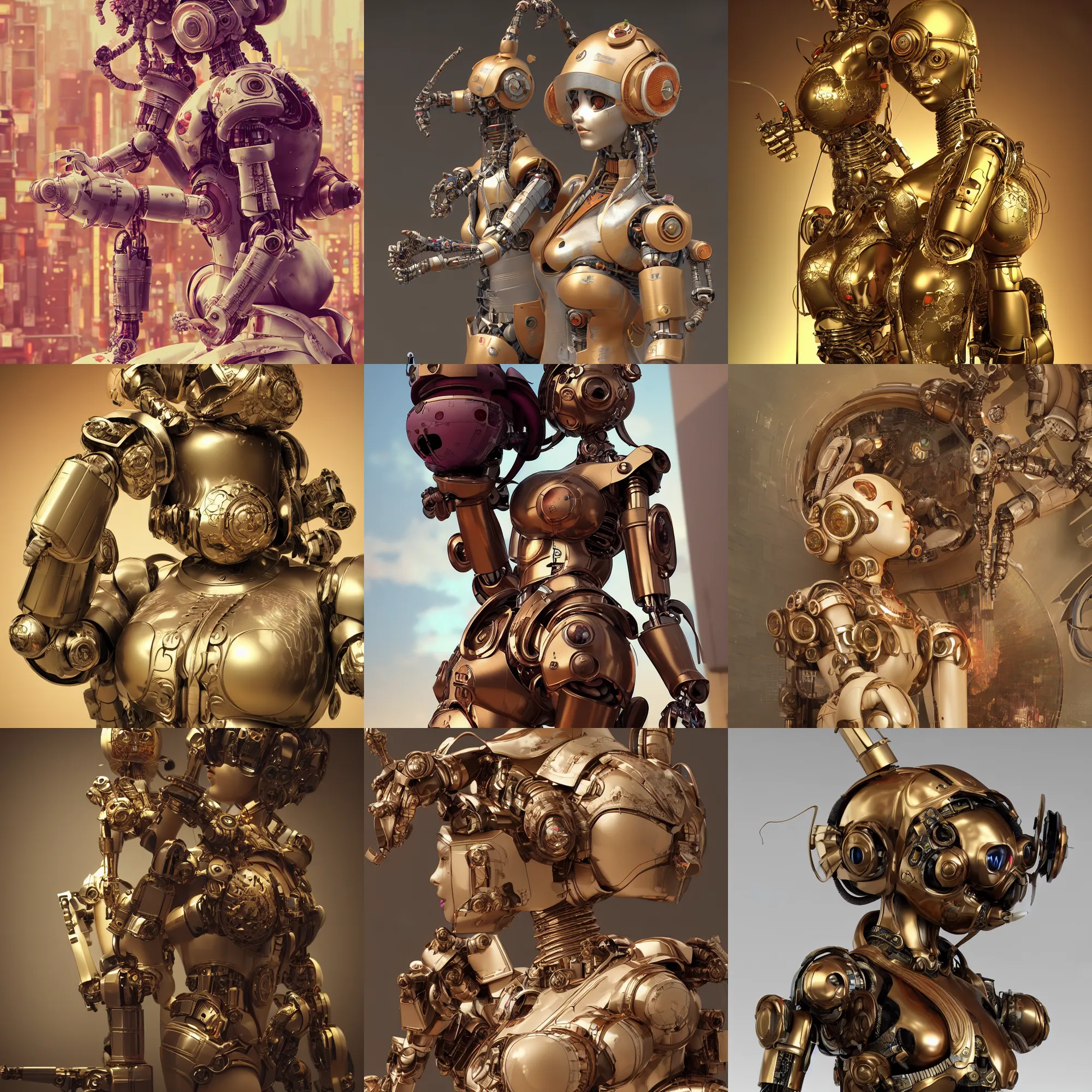 Prompt: 3 d octane render, ultra photorealistic, 8 k hyper detailed image a very cute roman statue robot of the cat ears and nuclear explosion, cyberpunk, cgsociety, in a contemporary art gallery, in neo tokyo, artwork by alphonse mucha