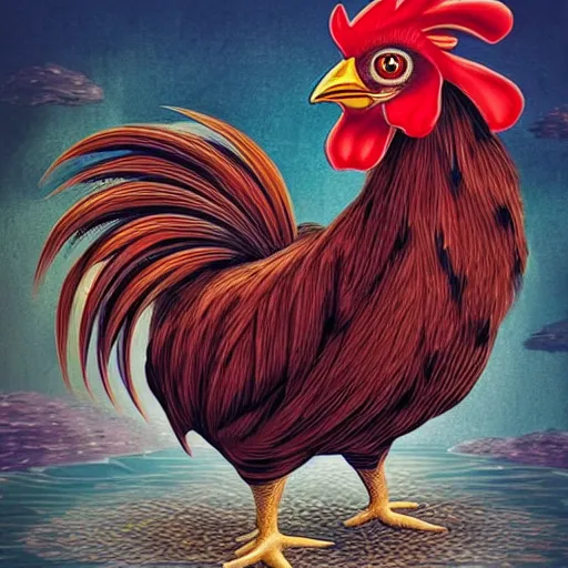 Image similar to ai producing the most popular imaginative and best art ever of a rooster