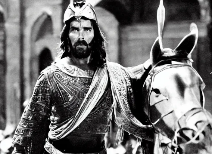 Image similar to film still of Christian Bale as Judah Ben-Hur in Ben Hur 1959