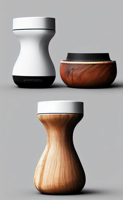 Image similar to a stylish handheld electric beverage mixer ; natural materials ; industrial design ; behance ; le manoosh ; pinterest ; if design award ; reddot design award