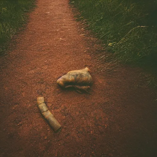 Image similar to closeup of a cow shit in the middle of the path, excrement, pinewoods, avila mountains, grim fantasy, emotional, eos r 5, f / 2. 5, illustration, concept art, award winning photograph, 8 k, alphonse mucha style, no background, nobody