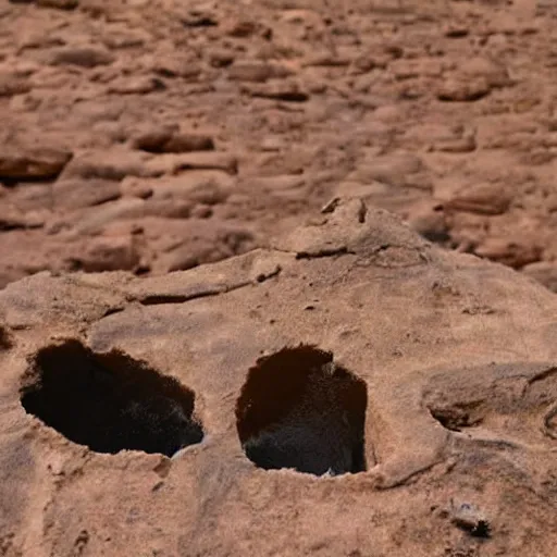 Prompt: close up of flint cat monolithic pillar in a martian landscape