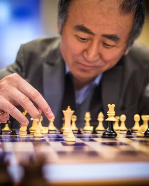 Magnus Carlsen punching Hikaru Nakamura during a chess, Stable Diffusion