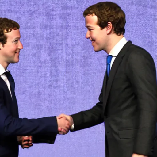 Prompt: mark zuckerberg and magnus carlsen shaking hands