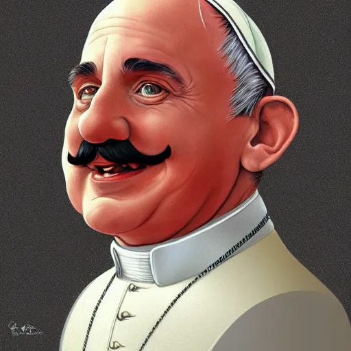 Image similar to pope francis as super mario, digital painting, trending on artstation, by artgerm and greg rutkowski and alphonse mucha