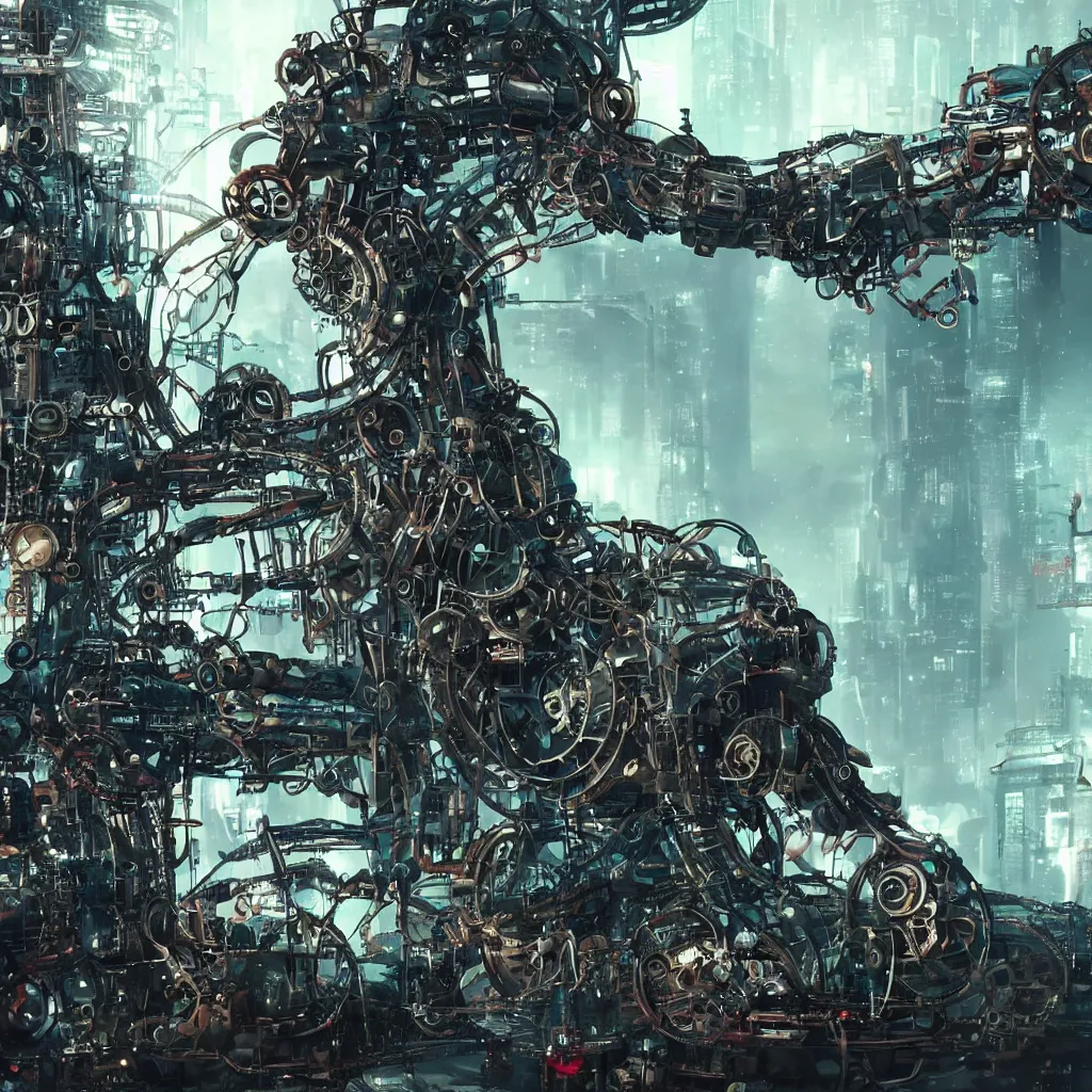 Image similar to Beautiful Photo of the Time Machine. Gear mechanism. Cyberpunk. splatterpunk. 4K. Future