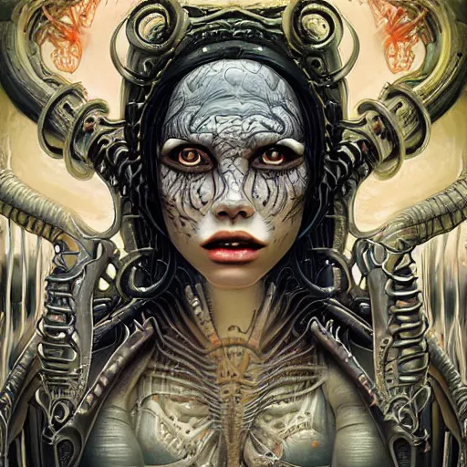 Image similar to Lofi Giger Lovecraft Lovecraftian BioPunk Shakira portrait Pixar style by Tristan Eaton Stanley Artgerm and Tom Bagshaw