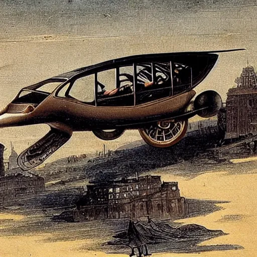 Prompt: flying car in 1 5 0 0 ad