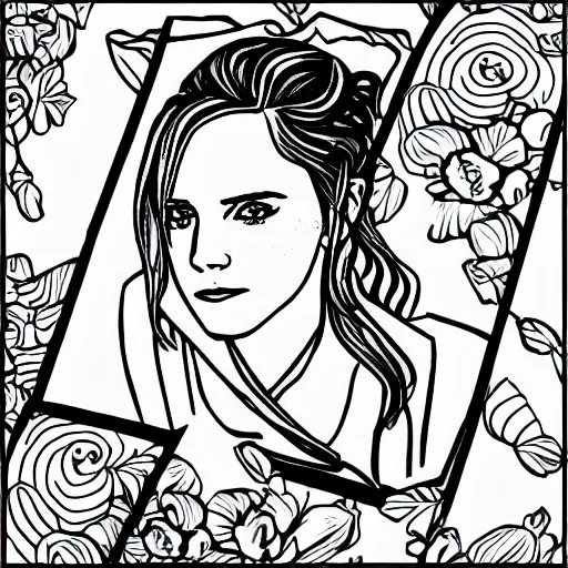 Prompt: emma watson coloring pages