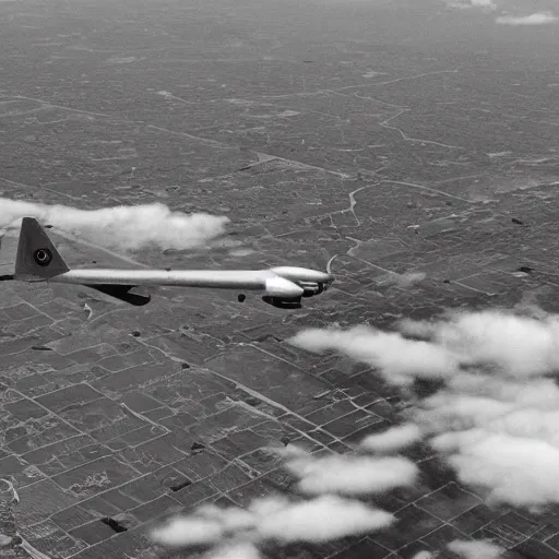 Image similar to infrared camera view from bomber, flying over new york, miltary