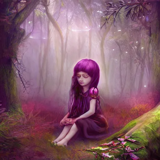 Image similar to ancient ritual in a magical forest, forest child girl, fantasy, artwork, digital art